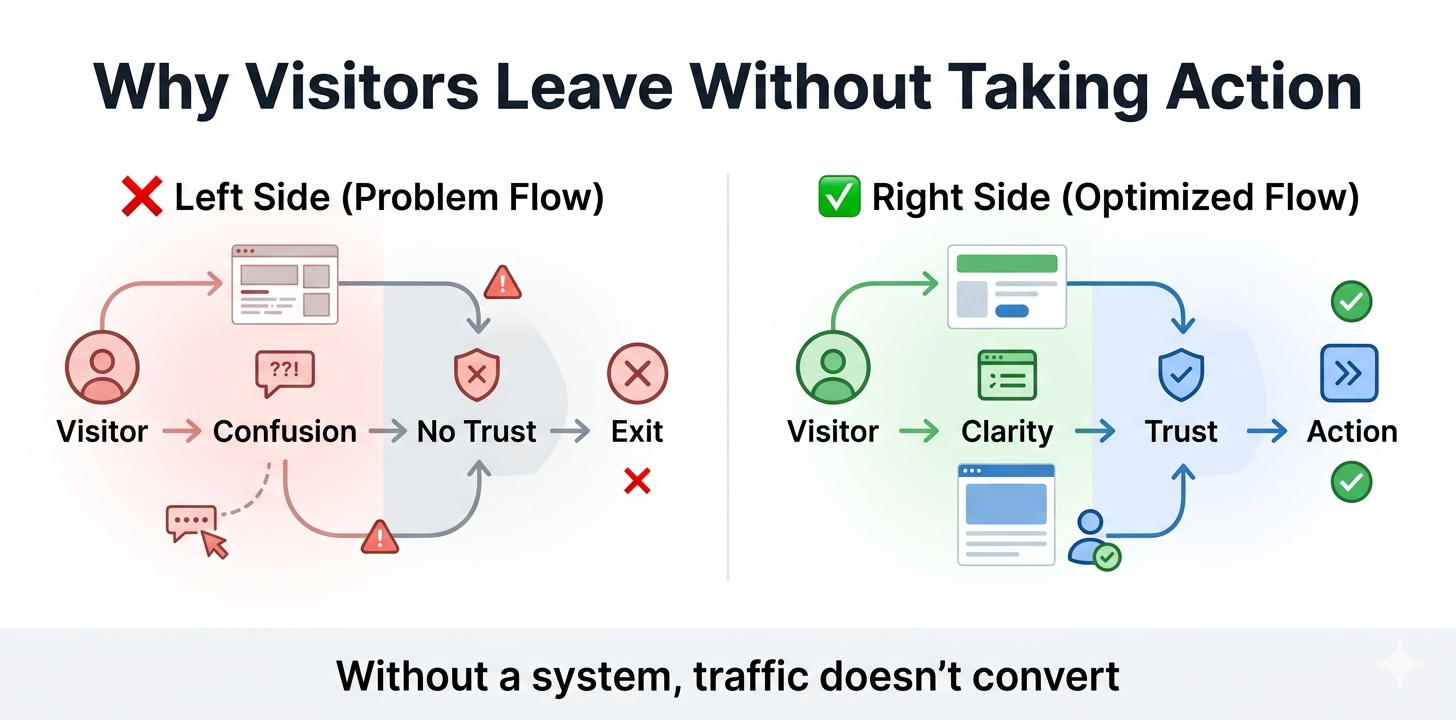 why website visitors leave without taking action conversion flow